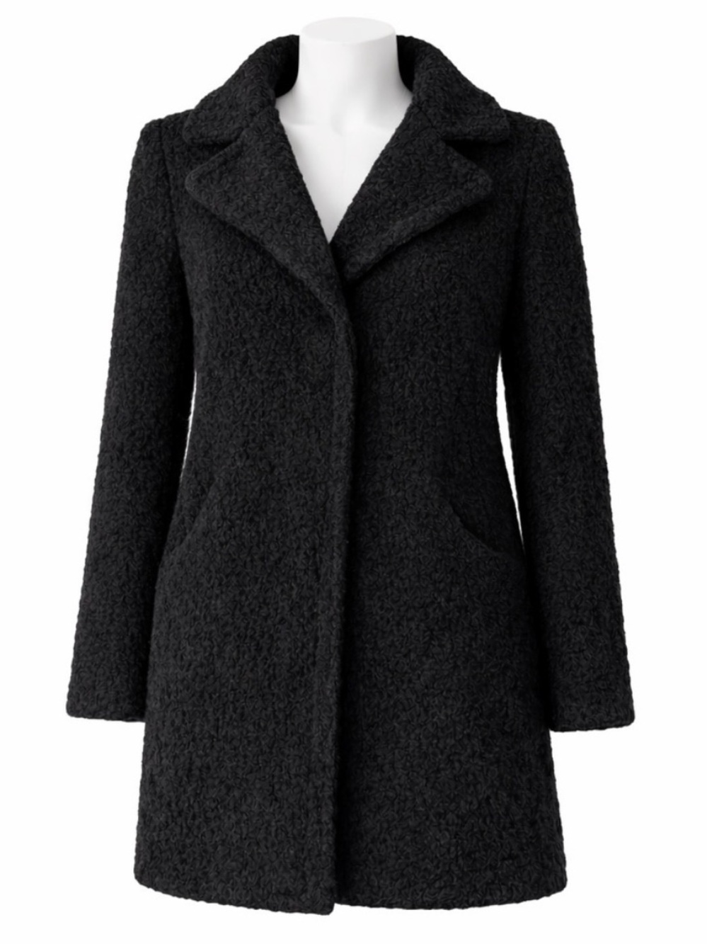 Size XXS Wilfred Womens Black Wool Mohair Coat Peacoat Textured Oversized Jacket